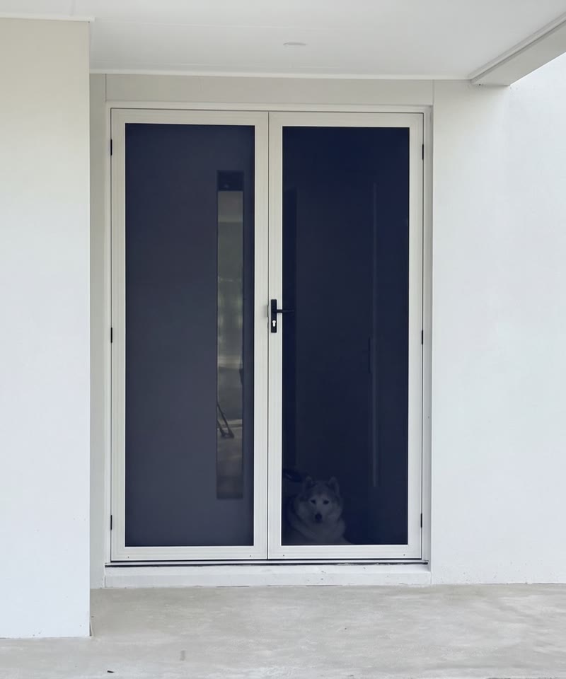 White French double security doors with stainless mesh